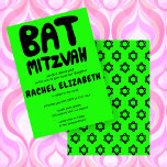 Convites Groovtering Handlettering Custom Bat Mitzvah Neon<br><div class="desc">Cartão perfeito para anunciar um morcego mitzvah! Mão fez arte para você com a letra na frente e um padrão no lado de trás! TOTALMENTE PERSONALIZÁVEL! Clique em "Personalizar" acima para editar o texto. Clique em "editar usando a ferramenta design" para ajustar as fontes, cores e posicionamentos e para excluir...</div>