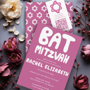 Convites Groovtering Handlettering Stars Rosa Mitzvah Perso