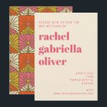 Convites Groovy 70s Vintage Laranja Cor-de-Rosa Bat Mitzvah<br><div class="desc">Traga algumas vibrações da década de 70 para o seu evento com este convite retro inspirado em laranja,  rosa e morcego amarelo mitzvah.</div>