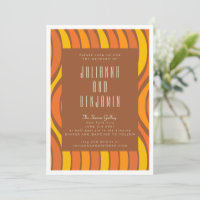 Groovy 70s Wavy Lines Orange e Brown Wedding