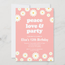 Convites Groovy Anos setenta Daisy Festa de aniversário 