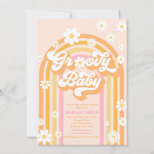 Convites Groovy Baby Boho Daisy Chá de fraldas Arco-Íris