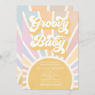 Convites Groovy Baby Boho Retro Sunshine Chá de fraldas
