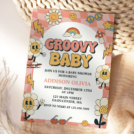 Convites Groovy Baby Retro Van Pink Party