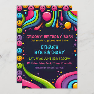 Convites Groovy Birthday Bash