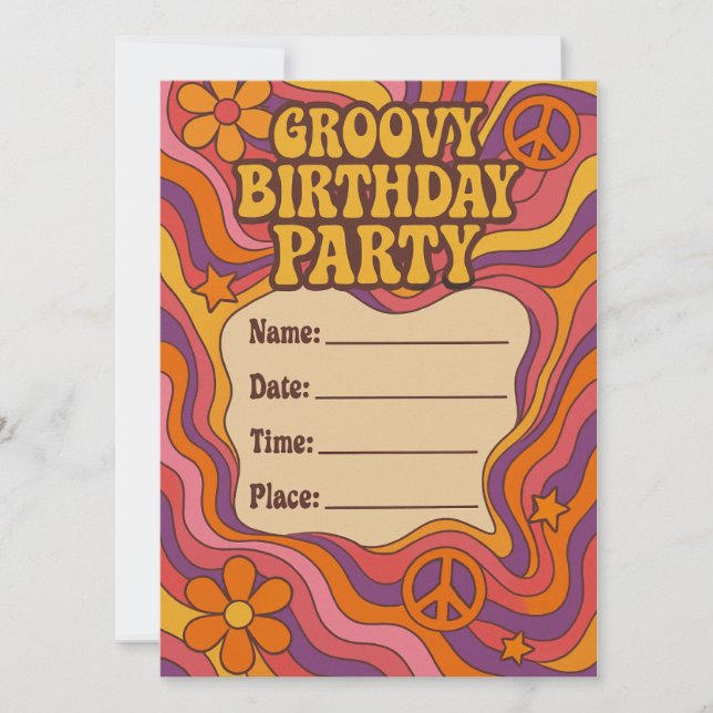 Convites Groovy Birthday Invite (Frente)