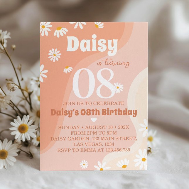 Convites Groovy Boho Daisy Aniversário a Qualquer Idade (Criador carregado)
