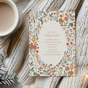 Convites Groovy Boho Orange Wildflower Fall Fete