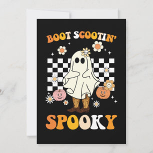 Convites Groovy Boot Scootin Spooky Ghost Halloween Retro