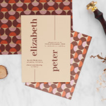 Groovy Brown Retro 70s Casamento Geométrico