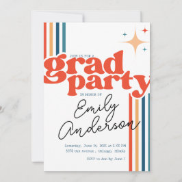 Convites Groovy colorful grad card with graduation