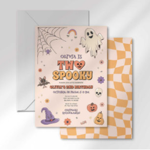 Convites Groovy Dois Sinistro Halloween Segundo Aniversário