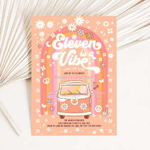 Convites Groovy Eleven é um Ônibus Vibe Van de 11 anos
