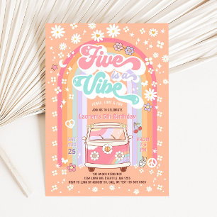 Convites Groovy FIVE é uma Vibração Aniversário de 5 anos d