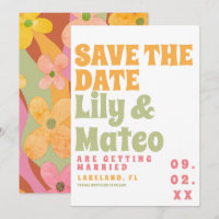 Groovy Floral Anos 80 Retro Vintage Salvar a Data