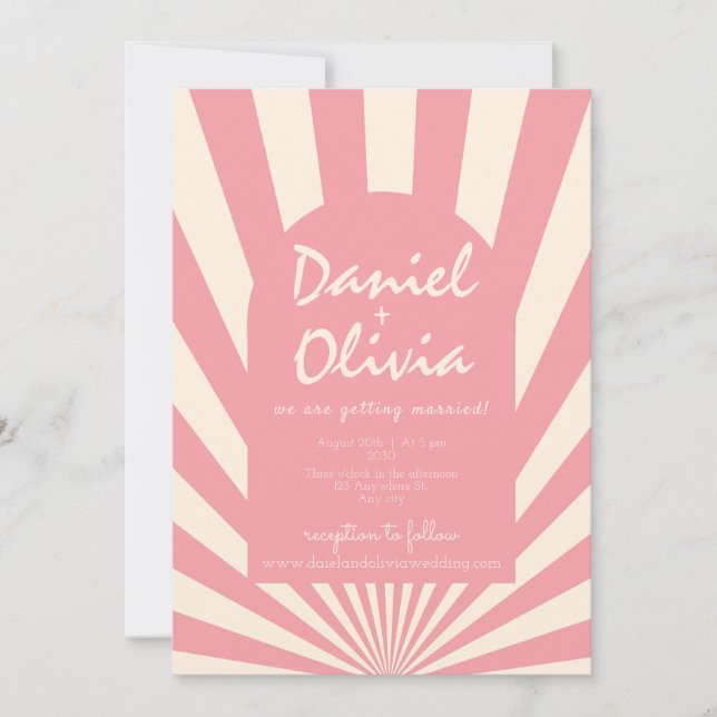 Convites Groovy Funky Hippie 60 com Casamento QR (Frente)