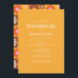 Convites Groovy Geométrico Amarelo Bat Mitzvah<br><div class="desc">Adicione algumas vibrações retroativas ao seu Bat Mitzvah com estes convites coloridos ranhosos com um padrão floral geométrico estético dos anos 70 em amarelo,  rosa,  laranja e castanho.</div>