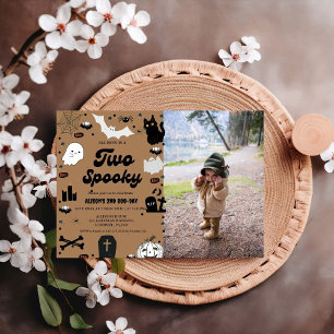 Convites Groovy Ghost Halloween Dois segundo aniversário Sp