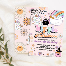 Convites Groovy Ghost Hippie Halloween Aniversário