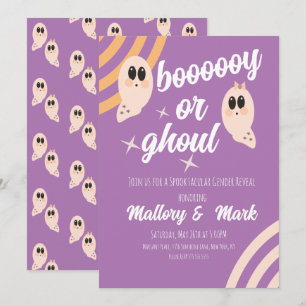 Convites Groovy Ghost Retro Halloween Revelação de Gênero