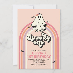 Convites Groovy Ghost retro Halloween Spooky Um Aniversário