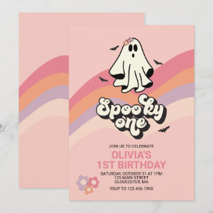 Convites Groovy Ghost retro Halloween Spooky Um Aniversário