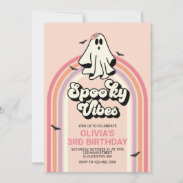 Convites groovy Ghost retro Halloween Spooky Vibes Aniversá