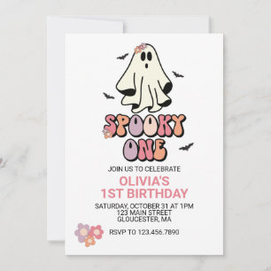 Convites Groovy Ghost Spooky Um Aniversário de Halloween