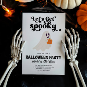 Convites Groovy Ghost Vamos Ficar Assustadores no Halloween