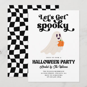 Convites Groovy Ghost Vamos Obter Halloween Louco