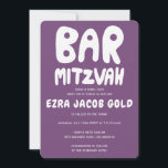 Convites Groovy Handlettering Bar Personalizado Mitzvah Pur<br><div class="desc">Cartão perfeito para anunciar um bar mitzvah! Mão fez arte para você com a letra na frente e atrás! TOTALMENTE PERSONALIZÁVEL! Clique em "Personalizar" acima para editar o texto. Clique em "editar usando a ferramenta design" para ajustar as fontes, cores e posicionamentos e para excluir o design traseiro, se preferir...</div>