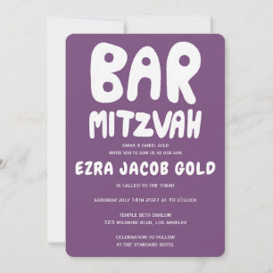 Convites Groovy Handlettering Bar Personalizado Mitzvah Pur