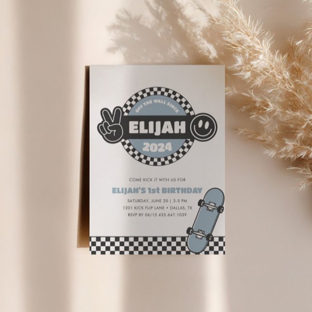 Convites Groovy Hippie Birthday, skate controlado para rapa (Criador carregado)