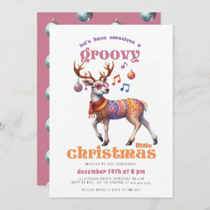Convites Groovy Hippie Reindeer Funny Disco Festa de Natal