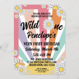 Convites Groovy Hippy Sun & Daisy primeiro aniversario