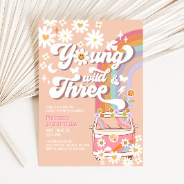 Convites Groovy Jovem Selvagem e Três 3º Aniversário