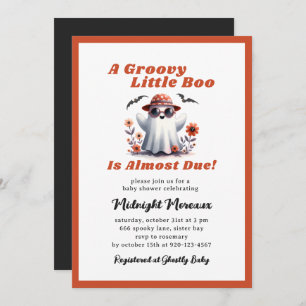 Convites Groovy Little Boo Quase Devido Chá de fraldas