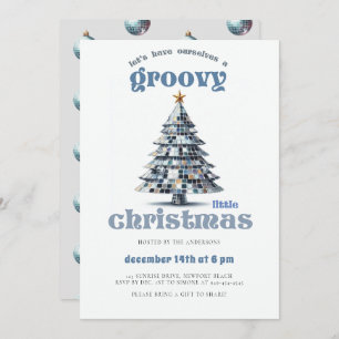 Convites Groovy Little Christmas Disco Blue Christmas Party