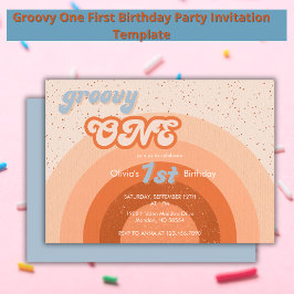 Convites Groovy One First Birthday Girly Retro Party