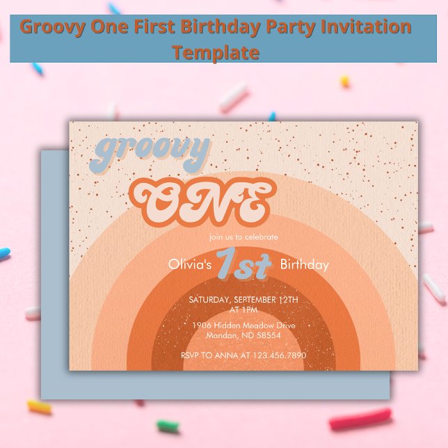 Convites Groovy One First Birthday Girly Retro Party (Criador carregado)