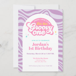 Convites Groovy One - First Birthday Retro Boho Invitation 