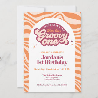 Convites Groovy One - First Birthday Retro Boho Invitation 