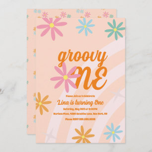 Convites Groovy One Floral First Birthday Retro Party