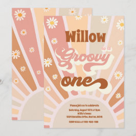 Convites Groovy One Hippie primeiro aniversario Sunshine Da