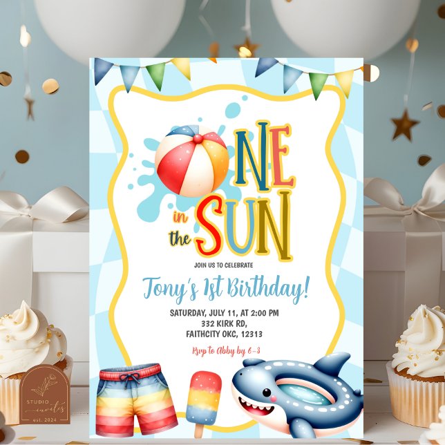 Convites Groovy One in the sun Pool Party (Criador carregado)