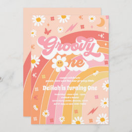 Convites Groovy One Peace Love Party - Festa de aniversário