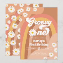 Groovy One Retro Daisy Boho Hippie Primeiro Aniver