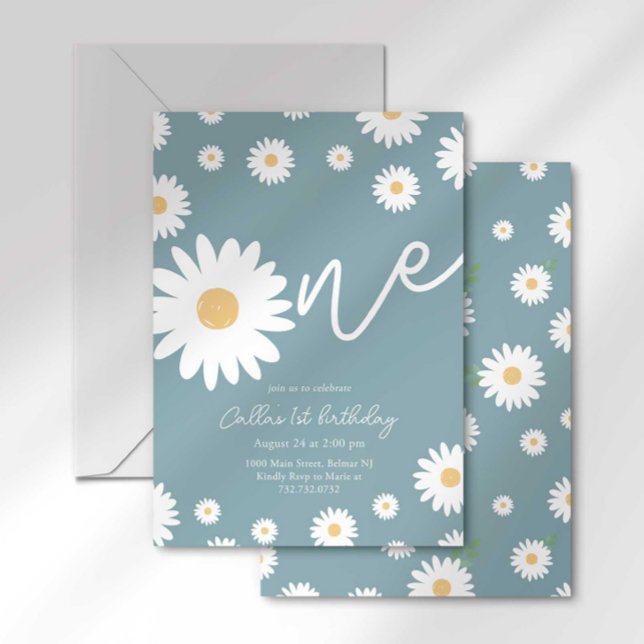 Convites Groovy One Retro Daisy Boho Primeiro Aniversário (Criador carregado)