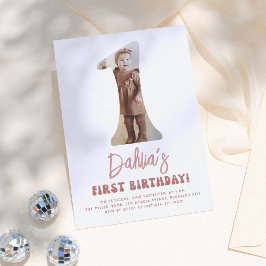 Convites Groovy One Retro Pink Floral primeiro aniversario