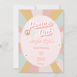Convites Groovy Paz Até Retro Dígitos Únicos 10º Aniversári